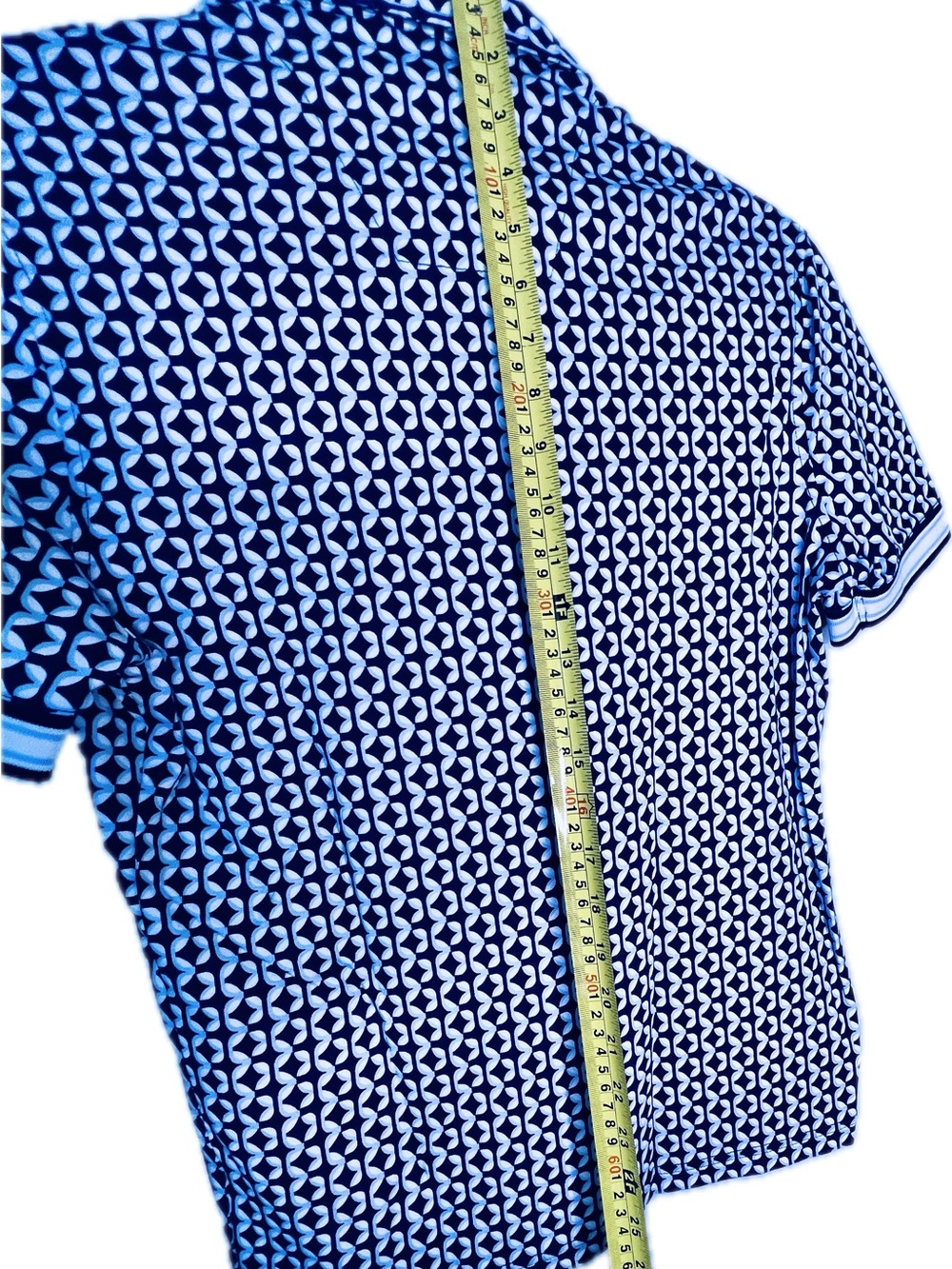 Murano Navy and White Geometric Polo - Men's Short Sleeve - Picture 6 of 7
